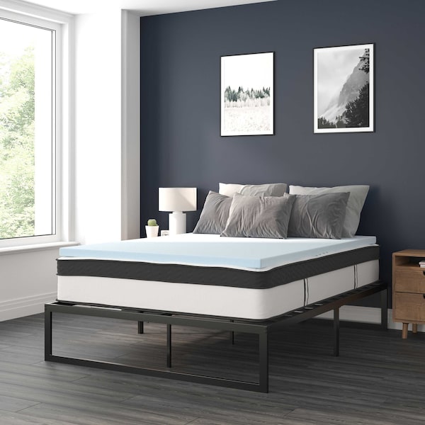Flash Furniture 12" Queen Mattress, 14" Bed frame & 3" Topper Set XU-BD10-12PSM2M35-Q-GG - main